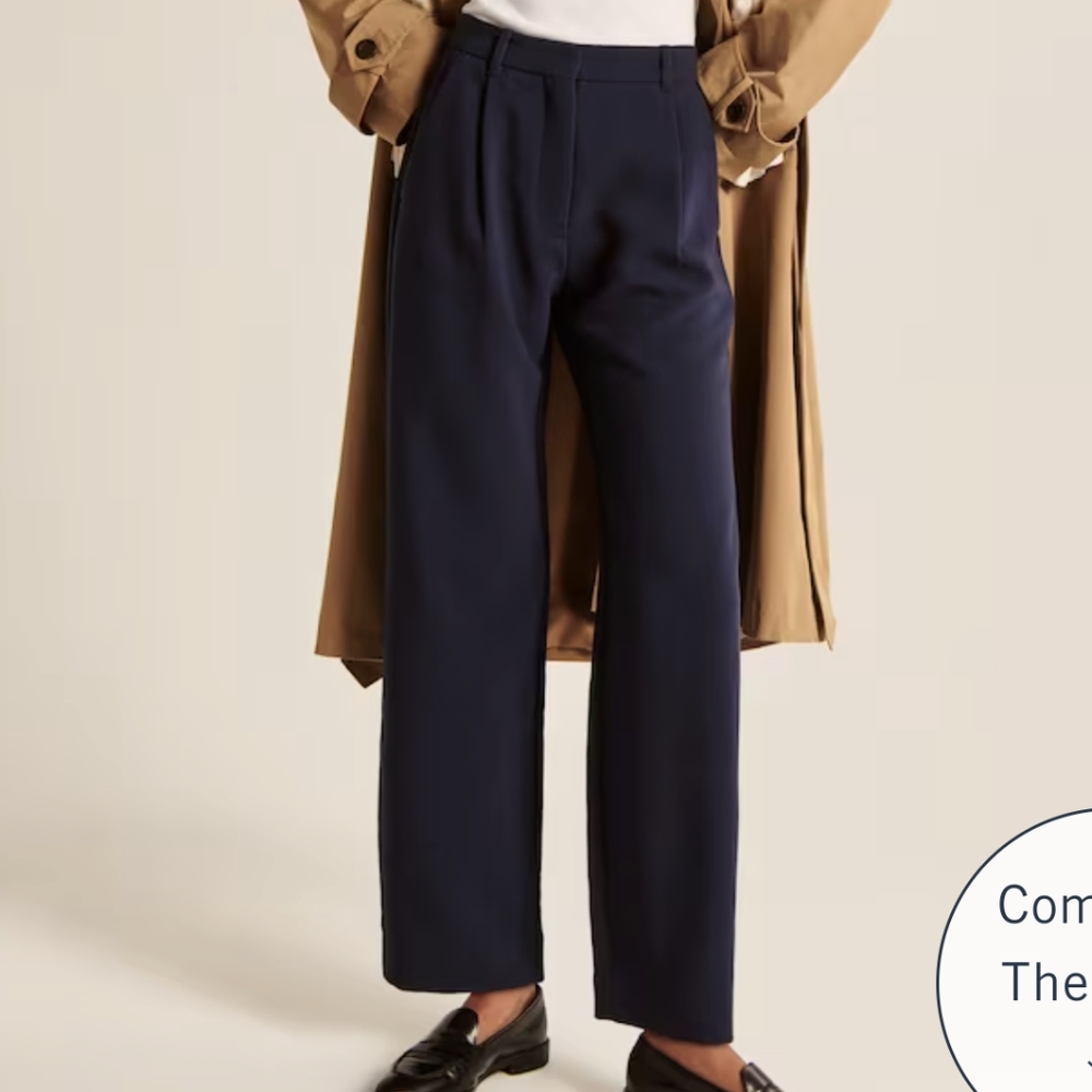 NWT Abercrombie Tailored Relaxed Straight Pant Black